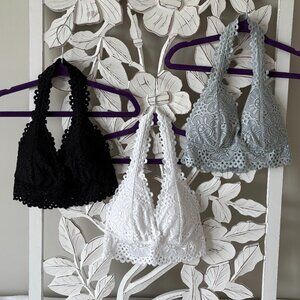 Aerie - Lace Halter Neck Bralettes - Set of 3
